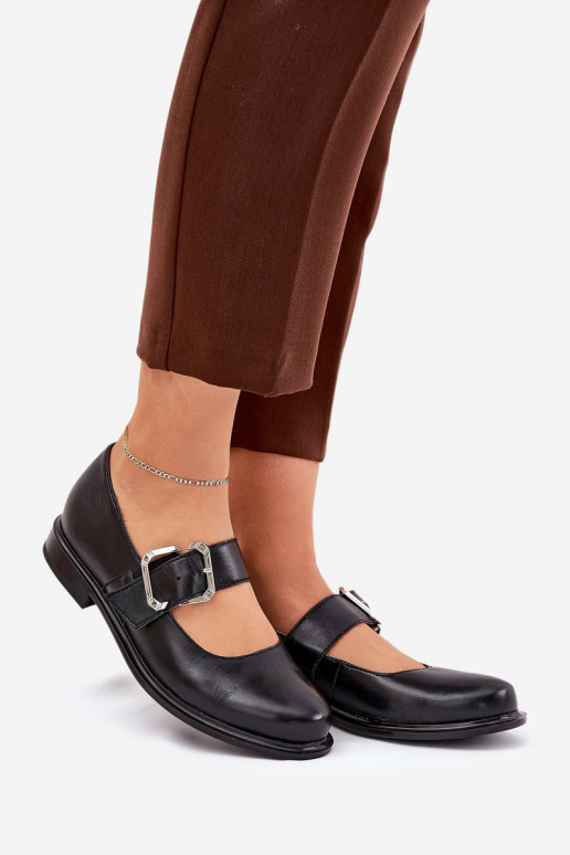 Āda apavi Sieviešu ar sprādzēm Laura Messi 2980 melnas krāsas