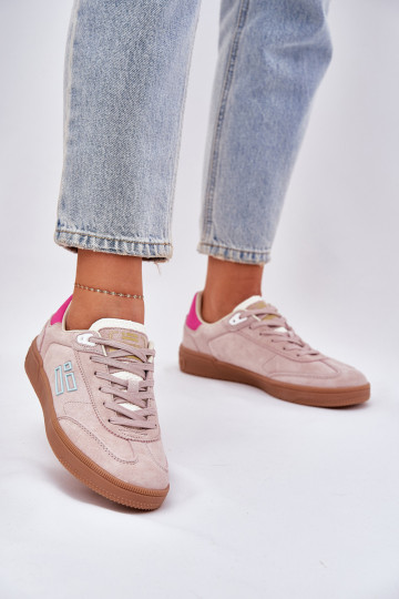 zamšādas sporta apavi Sneakers modeļa apavi Sieviešu D.Franklin DFSH387005 rozā krāsa 2