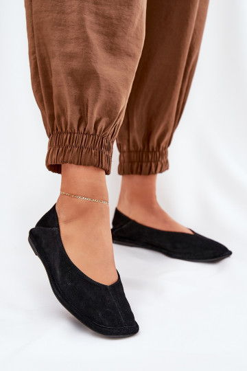 Zamšādas balerīnas Sieviešu Big Star RR274080 melnas krāsas