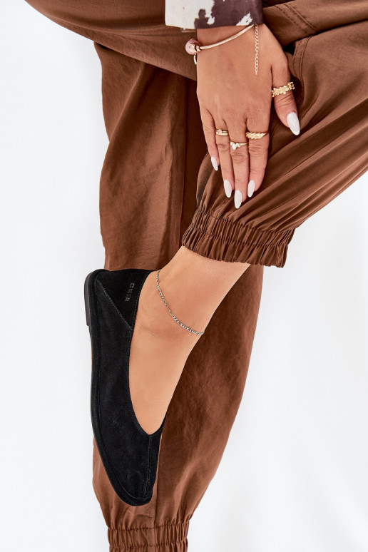 Zamšādas balerīnas Sieviešu Big Star RR274080 melnas krāsas