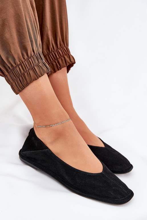 Zamšādas balerīnas Sieviešu Big Star RR274080 melnas krāsas