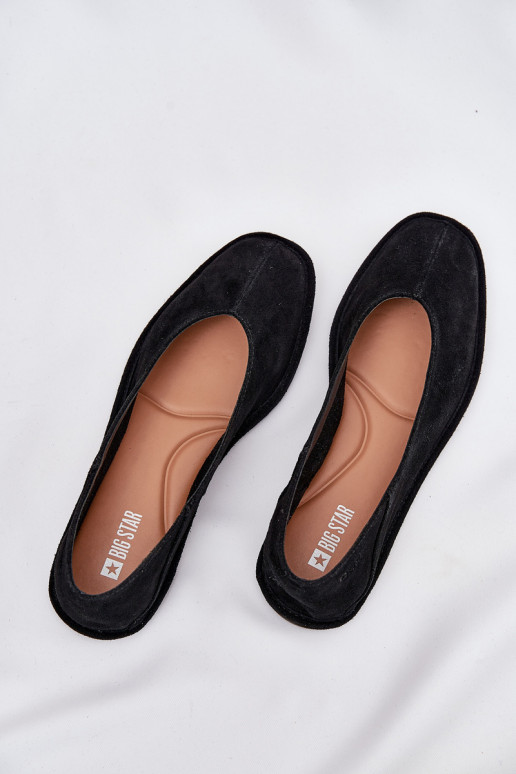 Zamšādas balerīnas Sieviešu Big Star RR274080 melnas krāsas