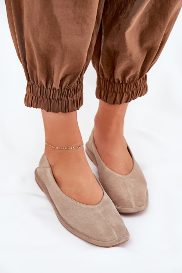 Zamšādas balerīnas Sieviešu Big Star RR274082 smilšu krāsas