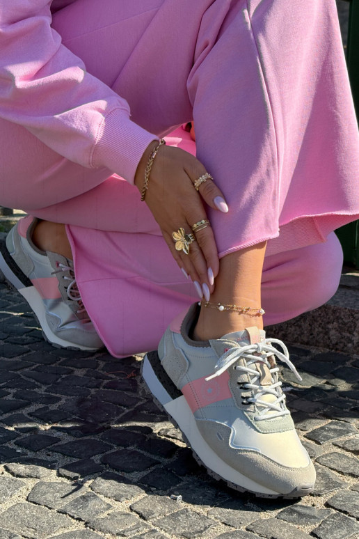 zamšādas Sneakers modeļa apavi Sieviešu Big Star RR274243 HI-POLY SYSTEM Pelēkas krāsas-Rozā krāsas zamšādas Sneakers modeļa apavi Sieviešu Big Star RR274243 HI-POLY SYSTEM Pelēkas krāsas-Rozā krāsas