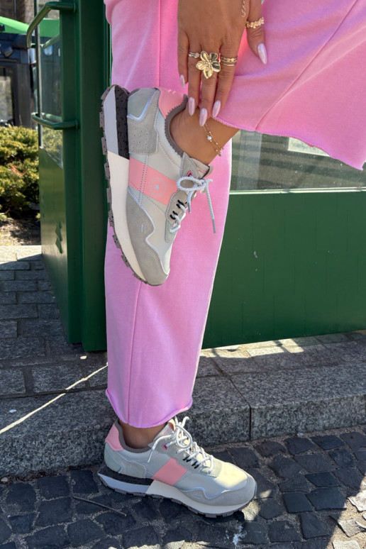 zamšādas Sneakers modeļa apavi Sieviešu Big Star RR274243 HI-POLY SYSTEM Pelēkas krāsas-Rozā krāsas zamšādas Sneakers modeļa apavi Sieviešu Big Star RR274243 HI-POLY SYSTEM Pelēkas krāsas-Rozā krāsas