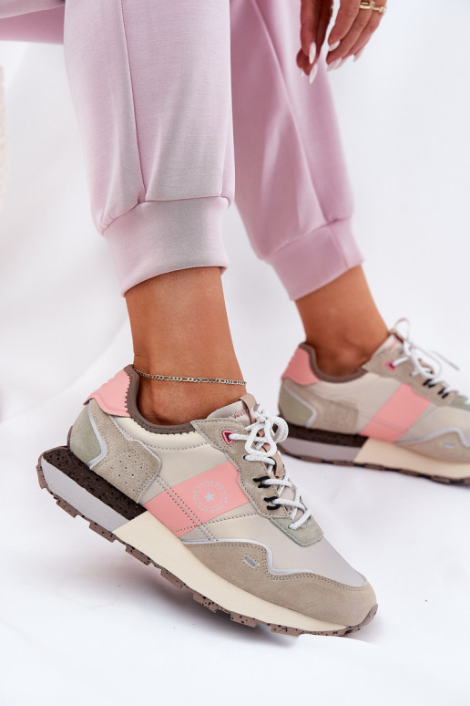 zamšādas Sneakers modeļa apavi Sieviešu Big Star RR274243 HI-POLY SYSTEM Pelēkas krāsas-Rozā krāsas zamšādas Sneakers modeļa apavi Sieviešu Big Star RR274243 HI-POLY SYSTEM Pelēkas krāsas-Rozā krāsas