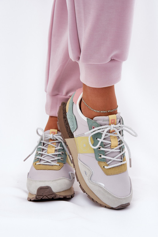 zamšādas Sneakers modeļa apavi Sieviešu Big Star RR274244 HI-POLY SYSTEM Pelēkas krāsas-Dzelteni zamšādas Sneakers modeļa apavi Sieviešu Big Star RR274244 HI-POLY SYSTEM Pelēkas krāsas-Dzelteni