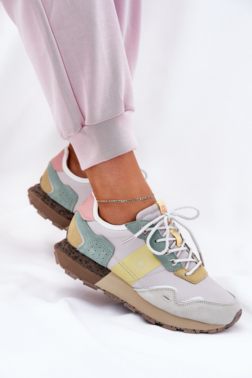 zamšādas Sneakers modeļa apavi Sieviešu Big Star RR274244 HI-POLY SYSTEM Pelēkas krāsas-Dzelteni zamšādas Sneakers modeļa apavi Sieviešu Big Star RR274244 HI-POLY SYSTEM Pelēkas krāsas-Dzelteni