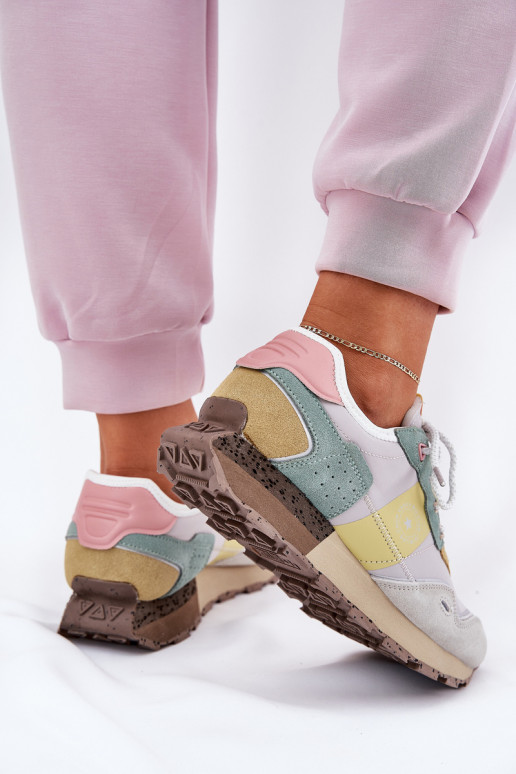 zamšādas Sneakers modeļa apavi Sieviešu Big Star RR274244 HI-POLY SYSTEM Pelēkas krāsas-Dzelteni zamšādas Sneakers modeļa apavi Sieviešu Big Star RR274244 HI-POLY SYSTEM Pelēkas krāsas-Dzelteni