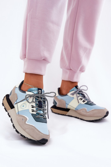 zamšādas Sneakers modeļa apavi Sieviešu Big Star RR274245 HI-POLY SYSTEM Pelēkas krāsas-Zilas krāsas