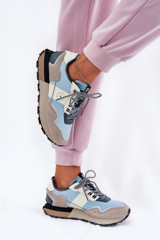 zamšādas Sneakers modeļa apavi Sieviešu Big Star RR274245 HI-POLY SYSTEM Pelēkas krāsas-Zilas krāsas zamšādas Sneakers modeļa apavi Sieviešu Big Star RR274245 HI-POLY SYSTEM Pelēkas krāsas-Zilas krāsas