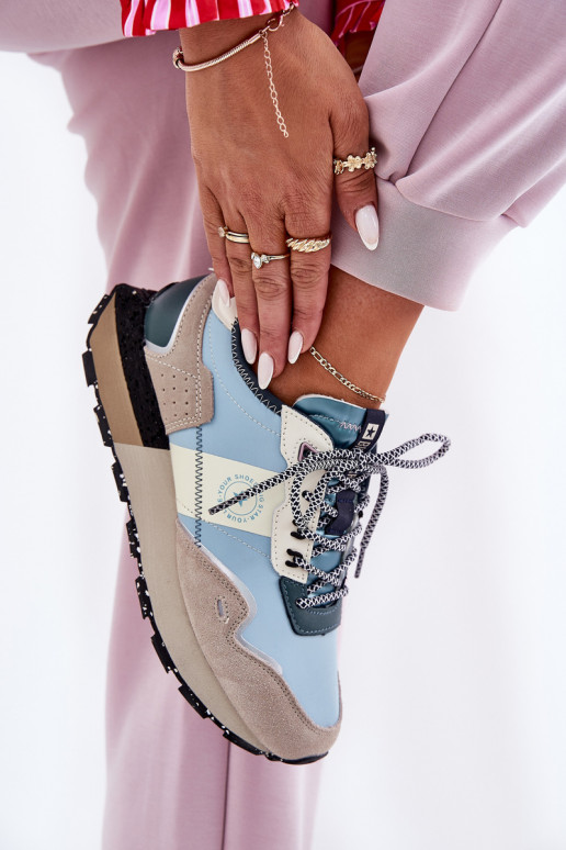 zamšādas Sneakers modeļa apavi Sieviešu Big Star RR274245 HI-POLY SYSTEM Pelēkas krāsas-Zilas krāsas zamšādas Sneakers modeļa apavi Sieviešu Big Star RR274245 HI-POLY SYSTEM Pelēkas krāsas-Zilas krāsas