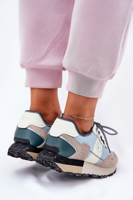 zamšādas Sneakers modeļa apavi Sieviešu Big Star RR274245 HI-POLY SYSTEM Pelēkas krāsas-Zilas krāsas zamšādas Sneakers modeļa apavi Sieviešu Big Star RR274245 HI-POLY SYSTEM Pelēkas krāsas-Zilas krāsas