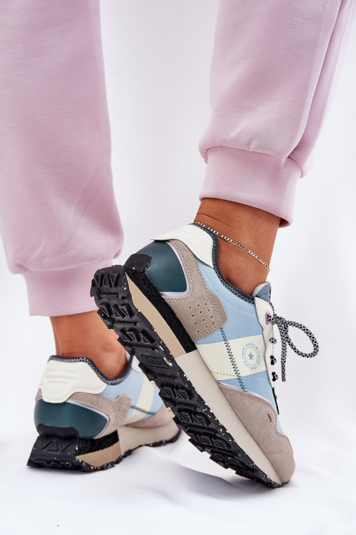 zamšādas Sneakers modeļa apavi Sieviešu Big Star RR274245 HI-POLY SYSTEM Pelēkas krāsas-Zilas krāsas zamšādas Sneakers modeļa apavi Sieviešu Big Star RR274245 HI-POLY SYSTEM Pelēkas krāsas-Zilas krāsas