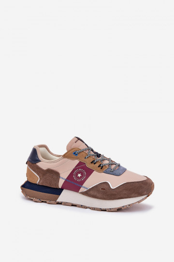 zamšādas Sneakers modeļa apavi Vīriešiem ar platformu Big Star RR174475 Hi-Poly System smilšu krāsas
