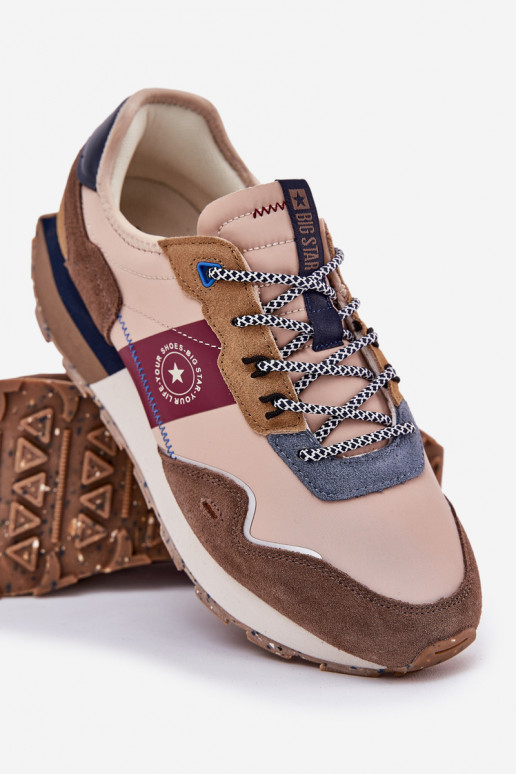 zamšādas Sneakers modeļa apavi Vīriešiem ar platformu Big Star RR174475 Hi-Poly System smilšu krāsas