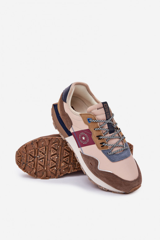 zamšādas Sneakers modeļa apavi Vīriešiem ar platformu Big Star RR174475 Hi-Poly System smilšu krāsas