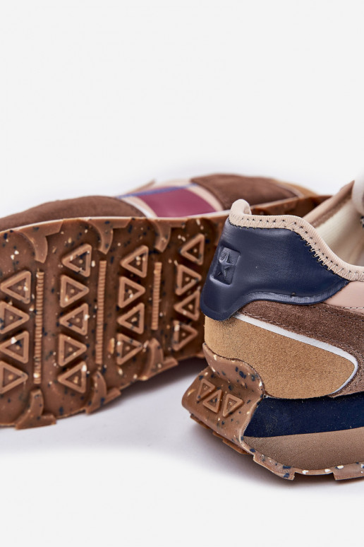 zamšādas Sneakers modeļa apavi Vīriešiem ar platformu Big Star RR174475 Hi-Poly System smilšu krāsas