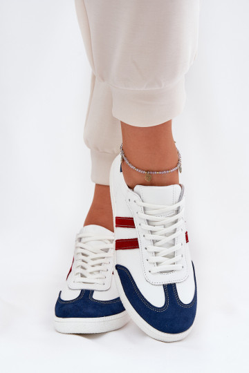 Zazoo N1068 Āda Zems Sneakers modeļa apavi Sieviešu Baltas-tumši zilas krāsas 2