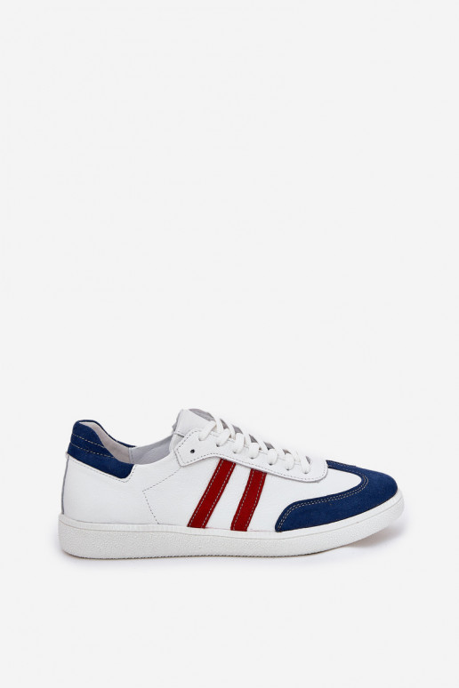 Zazoo N1068 Āda Zems Sneakers modeļa apavi Sieviešu Baltas-tumši zilas krāsas Zazoo N1068 Āda Zems Sneakers modeļa apavi Sieviešu Baltas-tumši zilas krāsas