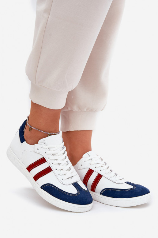 Zazoo N1068 Āda Zems Sneakers modeļa apavi Sieviešu Baltas-tumši zilas krāsas Zazoo N1068 Āda Zems Sneakers modeļa apavi Sieviešu Baltas-tumši zilas krāsas