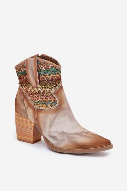 Āda kovboju stila puszābaki ar papēdi dekorēti Plecionką Tā irciejka 06810-29 Dažādu krāsu Āda kovboju stila puszābaki ar papēdi dekorēti Plecionką Tā irciejka 06810-29 Dažādu krāsu