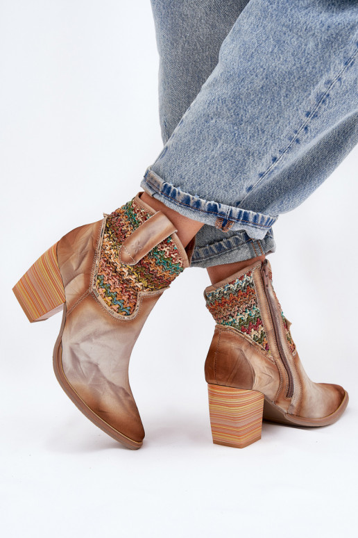 Āda kovboju stila puszābaki ar papēdi dekorēti Plecionką Tā irciejka 06810-29 Dažādu krāsu Āda kovboju stila puszābaki ar papēdi dekorēti Plecionką Tā irciejka 06810-29 Dažādu krāsu