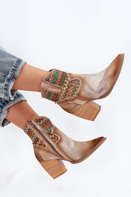 Āda kovboju stila puszābaki ar papēdi dekorēti Plecionką Tā irciejka 06810-29 Dažādu krāsu Āda kovboju stila puszābaki ar papēdi dekorēti Plecionką Tā irciejka 06810-29 Dažādu krāsu