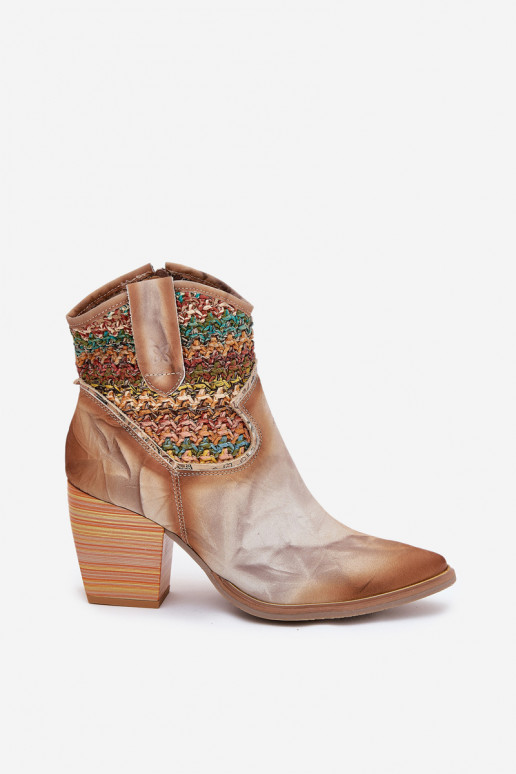 Āda kovboju stila puszābaki ar papēdi dekorēti Plecionką Tā irciejka 06810-29 Dažādu krāsu Āda kovboju stila puszābaki ar papēdi dekorēti Plecionką Tā irciejka 06810-29 Dažādu krāsu