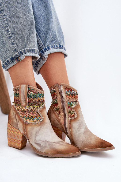 Āda kovboju stila puszābaki ar papēdi dekorēti Plecionką Tā irciejka 06810-29 Dažādu krāsu Āda kovboju stila puszābaki ar papēdi dekorēti Plecionką Tā irciejka 06810-29 Dažādu krāsu