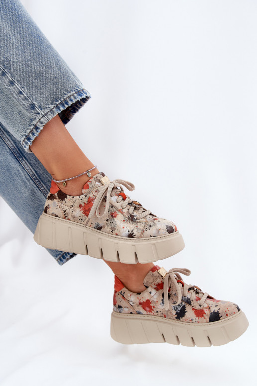 Āda Sneakers modeļa apavi ar platformu Tā irciejka 06891-18 smilšu krāsas