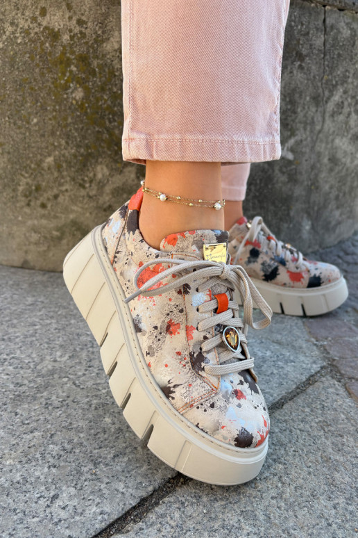 Āda Sneakers modeļa apavi ar platformu Tā irciejka 06891-18 smilšu krāsas