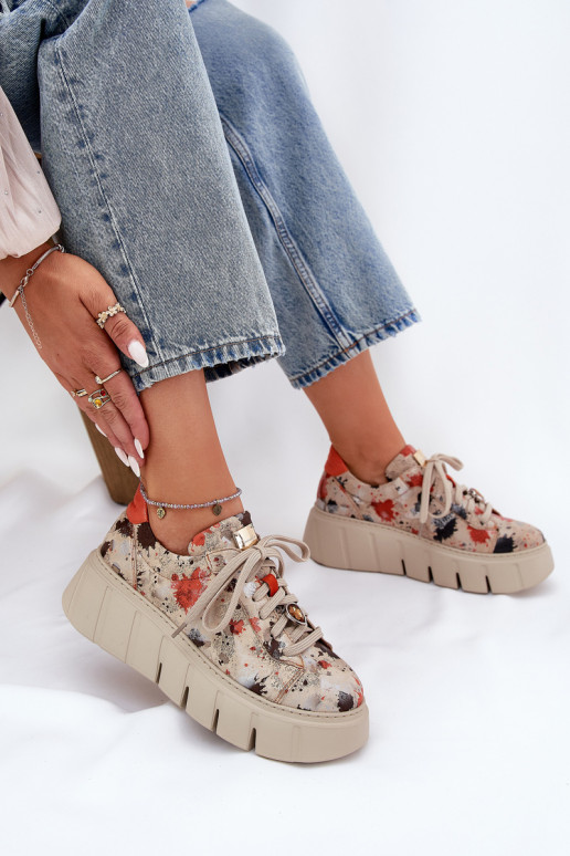 Āda Sneakers modeļa apavi ar platformu Tā irciejka 06891-18 smilšu krāsas