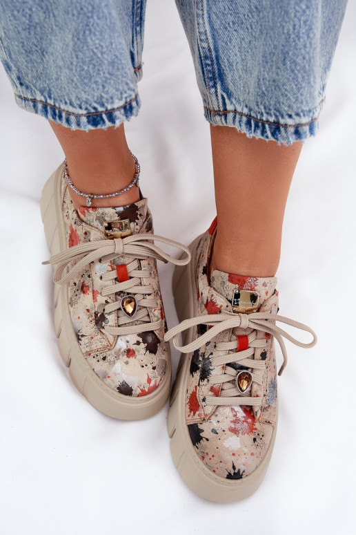 Āda Sneakers modeļa apavi ar platformu Tā irciejka 06891-18 smilšu krāsas