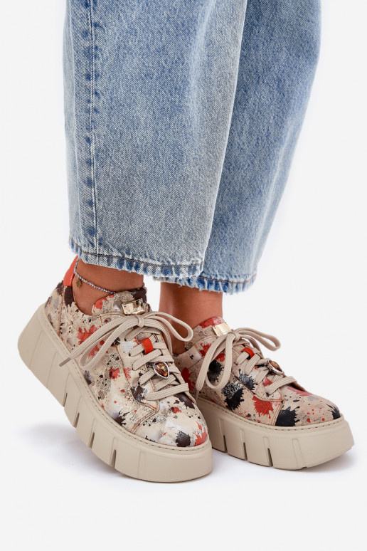 Āda Sneakers modeļa apavi ar platformu Tā irciejka 06891-18 smilšu krāsas