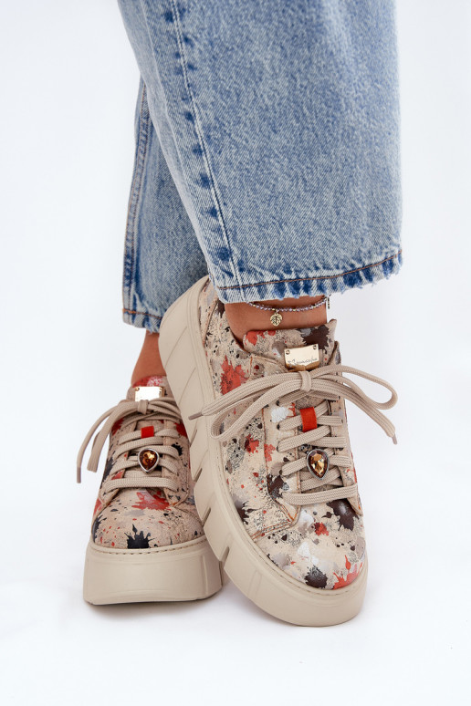 Āda Sneakers modeļa apavi ar platformu Tā irciejka 06891-18 smilšu krāsas