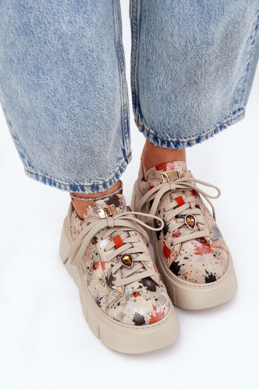 Āda Sneakers modeļa apavi ar platformu Tā irciejka 06891-18 smilšu krāsas