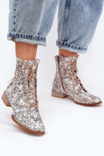 Āda Rakstaina Sieviešu puszābaki ar platiem papēžiem Tā irciejka 06391-25 smilšu krāsas