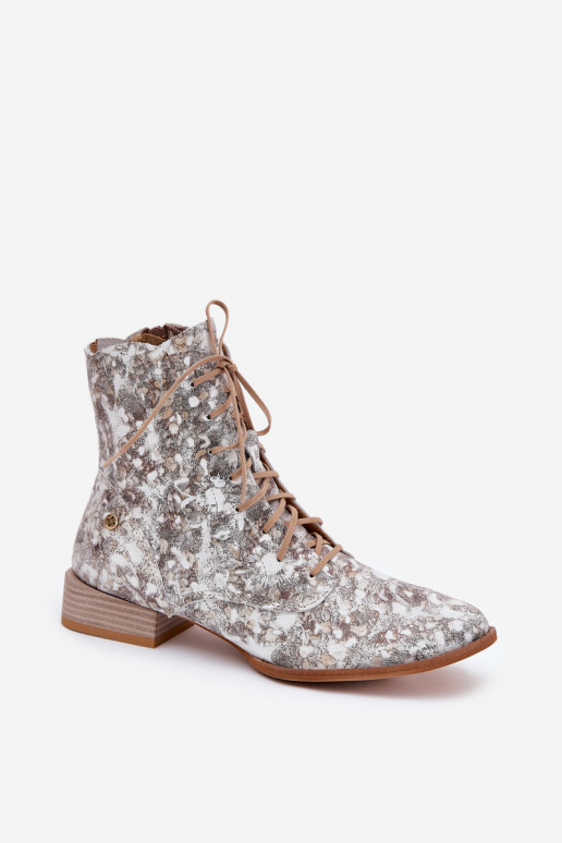 Āda Rakstaina Sieviešu puszābaki ar platiem papēžiem Tā irciejka 06391-25 smilšu krāsas