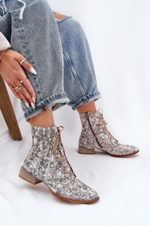 Āda Rakstaina Sieviešu puszābaki ar platiem papēžiem Tā irciejka 06391-25 smilšu krāsas