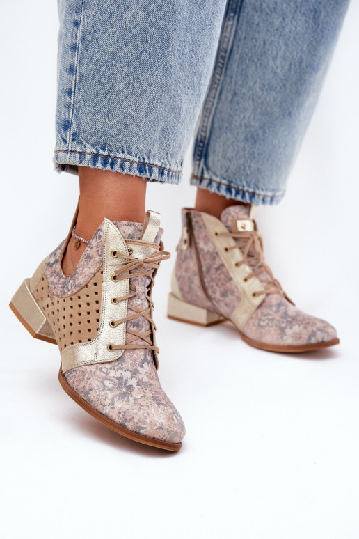 Āda Sieviešu puszābaki Kurpes Tā irciejka 05541-04 smilšu krāsas-Zelta krāsas Āda Sieviešu puszābaki Kurpes Tā irciejka 05541-04 smilšu krāsas-Zelta krāsas