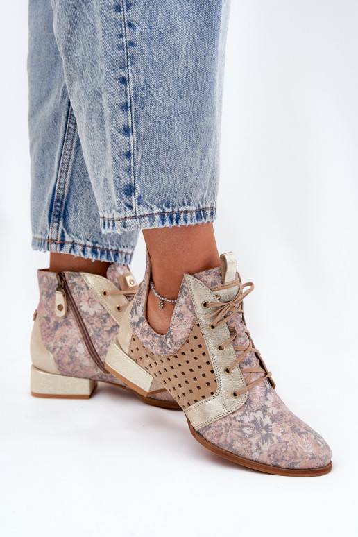 Āda Sieviešu puszābaki Kurpes Tā irciejka 05541-04 smilšu krāsas-Zelta krāsas Āda Sieviešu puszābaki Kurpes Tā irciejka 05541-04 smilšu krāsas-Zelta krāsas