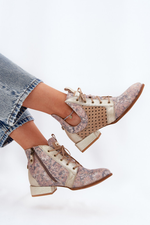 Āda Sieviešu puszābaki Kurpes Tā irciejka 05541-04 smilšu krāsas-Zelta krāsas Āda Sieviešu puszābaki Kurpes Tā irciejka 05541-04 smilšu krāsas-Zelta krāsas