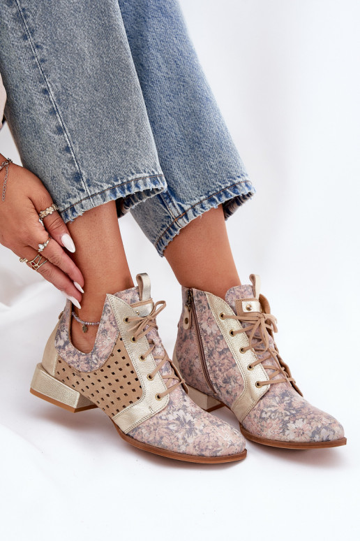 Āda Sieviešu puszābaki Kurpes Tā irciejka 05541-04 smilšu krāsas-Zelta krāsas Āda Sieviešu puszābaki Kurpes Tā irciejka 05541-04 smilšu krāsas-Zelta krāsas