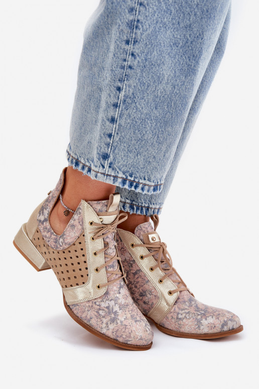 Āda Sieviešu puszābaki Kurpes Tā irciejka 05541-04 smilšu krāsas-Zelta krāsas Āda Sieviešu puszābaki Kurpes Tā irciejka 05541-04 smilšu krāsas-Zelta krāsas