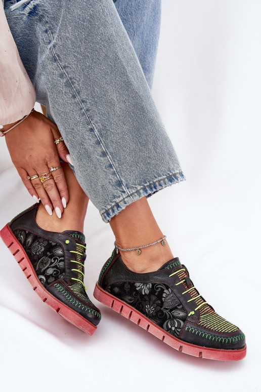 Āda apavi Sieviešu Rakstaina Tā irciejka 06784-20 melnas krāsas Āda apavi Sieviešu Rakstaina Tā irciejka 06784-20 melnas krāsas