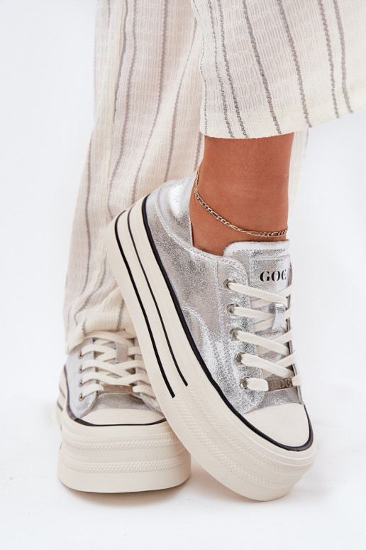 Āda sieviešu puszābaki ar platformu GOE RR2N4108 Sudraba krāsas Āda sieviešu puszābaki ar platformu GOE RR2N4108 Sudraba krāsas