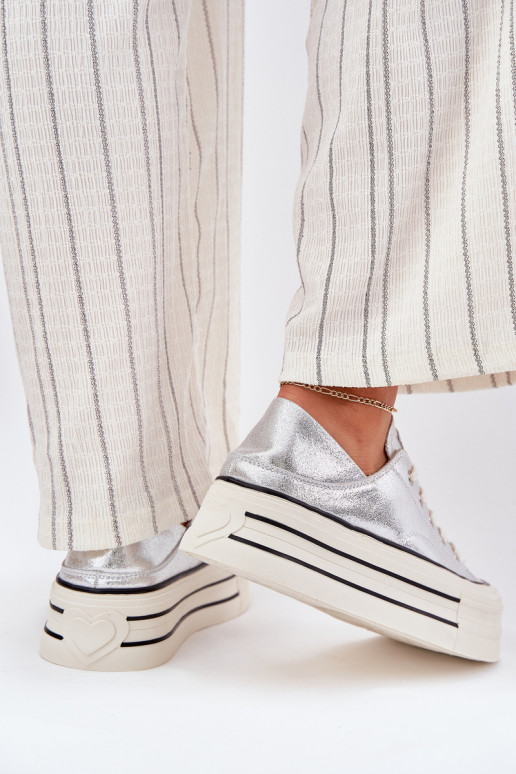 Āda sieviešu puszābaki ar platformu GOE RR2N4108 Sudraba krāsas Āda sieviešu puszābaki ar platformu GOE RR2N4108 Sudraba krāsas