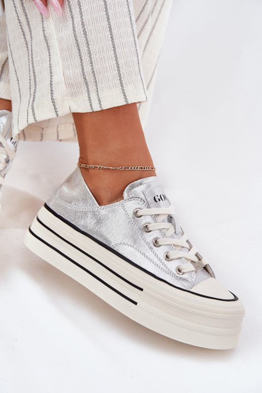 Āda sieviešu puszābaki ar platformu GOE RR2N4108 Sudraba krāsas Āda sieviešu puszābaki ar platformu GOE RR2N4108 Sudraba krāsas