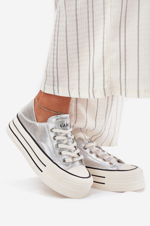 Āda sieviešu puszābaki ar platformu GOE RR2N4108 Sudraba krāsas Āda sieviešu puszābaki ar platformu GOE RR2N4108 Sudraba krāsas